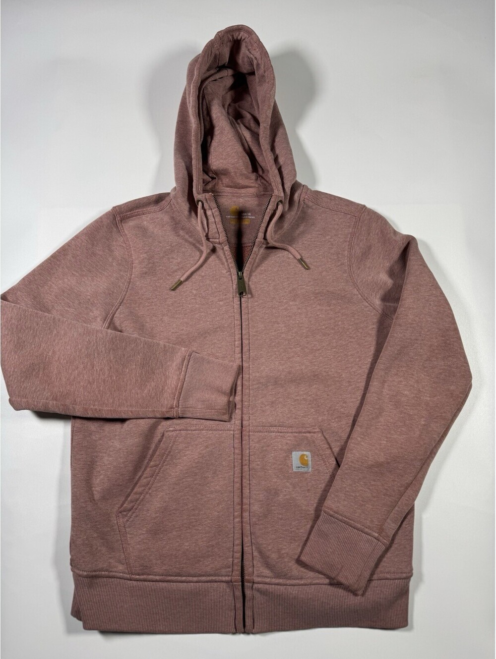 Carhartt Womens M Relaxed Fit Full Zip Hoodie Sweatshirt Mauve Pink Heather 2018